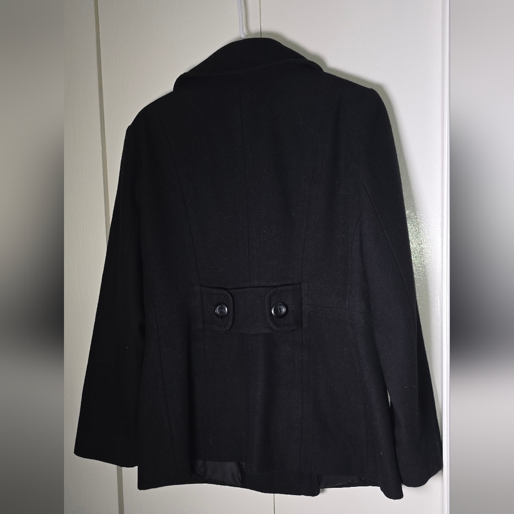 Anne Klein Sport Elegant Black Pea Coat - Picture 3 of 8